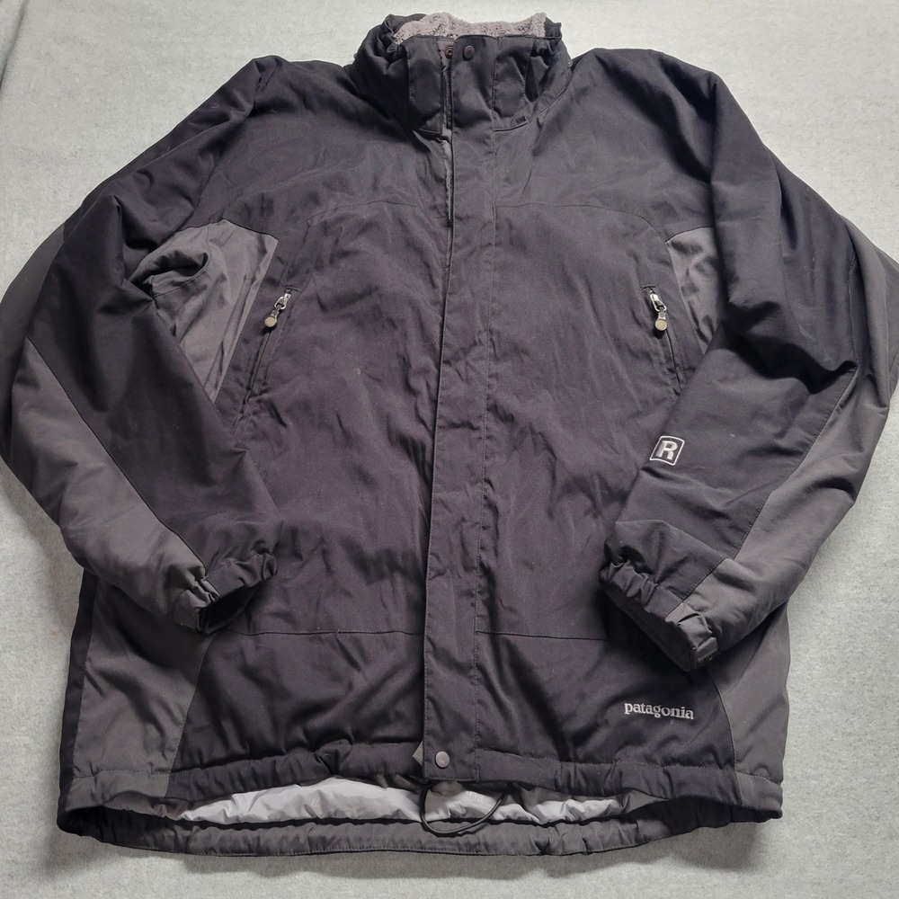 Patagonia Regulator R Series Fleece Lined Winter Jacket Mens Large‎ Black Grey